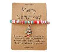 Generisch Aromatherapy Bracelet Hot Christmas Pendant Card Handmade Cute Santa Soft Ceramic Bead Bracelet Bracelets Making Letters for Girls, one size, Plastic, No Gemstone