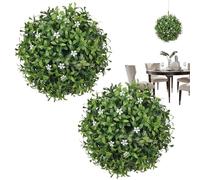 Generisch Artificial Boxwood Balls, Artificial Boxwood Ball Plants, Pack of 2 Hanging Decoration for Indoor Outdoor Balcony Patio Garden Entrance Area Front Garden