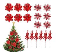 Generisch Artificial Christmas Flowers - Festive Decoration - Holiday Decoration Branches | for Interior Designers Homes Wreaths Garlands Mantle Fireplace Stairs Front Stem