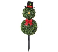 Generisch Artificial Christmas Shaped Tree, Festive Patio Decoration | Artificial Topiary with Hat and Red Bow for Yard Garden Patio Living Room