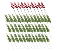 Generisch Artificial Pine Branches - 27 cm Artificial Plants Leaves - Pine Stems with Red Berries, for Winter Decoration of Home, Kitchen, Fireplace, Mantle and Outdoor Table