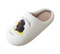 Generisch Autumn and Winter Furry Slippers Woman at Home Non-Slip Couple Outside the Warm Cartoon Cute Cat Slippers Shoes Ankle Boots Women, White, 9 UK