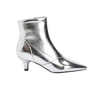 Generisch Autumn Boots for Women Square Toe Kitten Heels Faux Suede Short Low Heel Elegant Side Zip Ankle Boots, silver, 5 UK