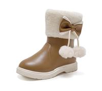 Generisch Autumn winter snow boots for girls with robust tread sole, decorative bow for optimal hold, cosy warmth, khaki, 10.5/11 UK Child