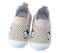 Generisch Baby First Walking Shoes in Cute Sock Design, Flexible Crawling Shoes with Non-Slip Rubber Sole, Breathable First Shoes with Panda Motif, Style O03 Khaki, 4 UK Child