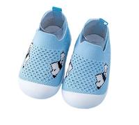 Generisch Baby First Walking Shoes in Cute Sock Design, Flexible Crawling Shoes with Non-Slip Rubber Sole, Breathable First Shoes with Panda Motif, Style O01 Blue, 7 UK Child