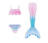 Generisch Baby Girls Three Piece Bikini Swimsuit for Kids, sky blue, 6-7 Years