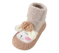 Generisch Baby Home Slippers, Cute Warm House Slippers for Infants, Lined Winter Inner Shoes, khaki, 7 UK Child