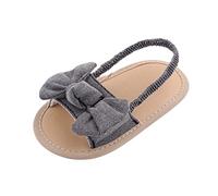 Generisch Baby Sandals for Girls with Bow, Barefoot Walking Non-Slip Sole for First Steps, 0-18 Months, Lightweight and Flexible for Toddlers, gray, 6-12 Months