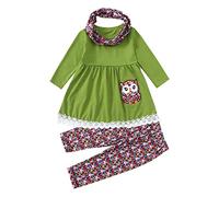 Generisch Baby Set Newborn Girls Kids Toddler Baby Girl Winter Animal Print Cotton Long Sleeve Tops Trousers Headbands Outfits Clothing Mums Boy, Green, 3-4 Jahre