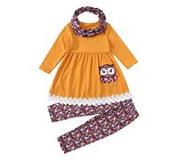 Generisch Baby Set Newborn Girls Kids Toddler Baby Girl Winter Animal Print Cotton Long Sleeve Tops Trousers Headbands Outfits Clothing Mums Boy, yellow, 3-4 Jahre