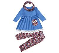 Generisch Baby Set Newborn Girls Kids Toddler Baby Girl Winter Animal Print Cotton Long Sleeve Tops Trousers Headbands Outfits Clothing Mums Boy, blue, 2-3 Jahre