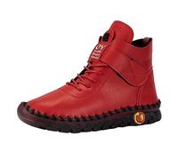 Generisch Baby Winter 21 Winter Large Foreign Trade Women's Shoes Lace Up Plush Warm Inner Short Boots For Women White Ladies Shoes, red, 5 UK