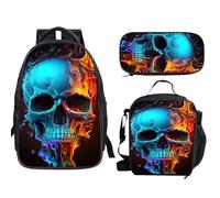 Generisch Backpack Laptop Children's Backpack Chest Strap Hand Luggage 3-Piece Student Set Double Layer School Bag with Lunch Pencil Lightweight Durable Book Bag for Teenagers Boys Girls, a, 40x30cm