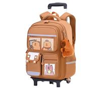 Generisch Backpack with Wheels - Wheeled Backpack with Capybara Pattern - Large Capacity Extendable Handle Travel Suitcase for Girls Children School College Work, Two rounds, Siehe Beschreibung