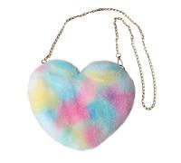 Generisch Bag Peach Heart Bag Women's Chain Shoulder Bag Plush One Shoulder Wool Bag Plush Heart Shape Cushion Hot Valentine's Day Gift for Girls (Blue, One Size)