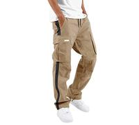 Generisch Baggry Men's Casual Trousers, Two-Tone Cargo Trousers, Multi Pocket Work Trousers for Men, Regular Fit, Casual Men's Trousers, Jogging Bottoms, Elastic Waistband with Drawstring, Streetwear
