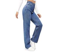 Generisch Baggy Jeans Women's Long Straight Fit Stretch Jeans Low Waist Wide Leg Women's Jeans Comfortable Casual Washed Denim Trousers Fashion Retro Jeans Boyfriend Revice Jeans Streetwear, blue, 4XL