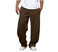 Generisch Baggy Wide Leg Sweatpants Long Casual Sweatpants Plain Breathable Harem Trousers Y2K Elastic Waist with Drawstring, coffee, L