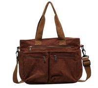 Generisch Bags Tarot Plain Corduroy Shopping Bag Shoulder Bag with Large Capacity and Zip Pockets Cord Shopping Bag and Bag Bags Shoulder Bags, brown, One Size