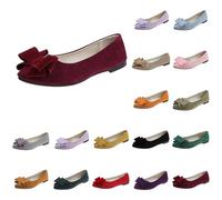 Generisch Ballerina Women's Flat Shoes Pumps Elegant and Comfortable Women's Pumps Outdoor Summer Shoes Faux Suede Flat Lace Pump Soft Loafer Metatarsal Support Durable Outsole Boat Shoes, Wine Red