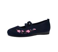 Generisch Ballerina Women's Summer Tricks Exquisite Embroidery Comfortable Flat Casual Shoes, navy, 5 UK