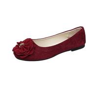 Generisch Ballerinas Women's Elegant Black, Women's Flat Shoes, Lightweight Lace Flat Mouth, Soft Single Shoes, Pendulum Boat Shoes, Large Size, Comfortable Summer Shoes, Wine Red, 9 UK