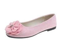 Generisch Ballerinas Women's Elegant Black, Women's Flat Shoes, Lightweight Lace Flat Mouth, Soft Single Shoes, Pendulum Boat Shoes, Large Size, Comfortable Summer Shoes, pink, 5 UK