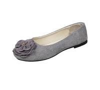 Generisch Ballerinas Women's Elegant Black, Women's Flat Shoes, Lightweight Lace Flat Mouth, Soft Single Shoes, Pendulum Boat Shoes, Large Size, Comfortable Summer Shoes, gray, 2/2.5 UK