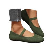 Generisch Ballerinas Women's Minimalist Velvet Style Flat Shoes Closed Toe Sports Shoes Breathable Casual Shoes Plain Comfortable Low Shoes Soft Beach Sandals, dark green, 8.5 UK