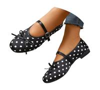 Generisch Ballet Flats with Polka Dot Bow - Comfortable Slippers for Summer Casual Outfits Ideal for Leisure Beach Dates, black, 8.5 UK