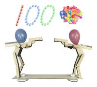 Generisch Balloon Man Battle, Handmade Wooden Fencing Dolls, Fast Balloon Battle for 2 Players - Exciting and Funny 100 Balloons for Home Garden Living Room