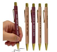 Generisch Ballpoint Pen Set, 5 Pieces, Funny Sayings, Smooth Writing, Extendable, Original Writing Pens - For Office, Everyday Life, Signatures, Meetings, Notes, Journaling and