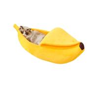Generisch Banana Dog Bed Warm Pet Bed - Banana Shape for Winter, Yellow Sleeping Nest with Semi-Open Lid Ferret Chinchillas Multipurpose Outdoor Indoor Utility