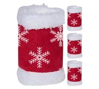 Generisch Bandages, Fleece Heat Bandage with Support Function, Pack of 4 Christmas Snowflake Design Boots for Training, Everyday Riding, Winter Protection, Sports and Cold Weather