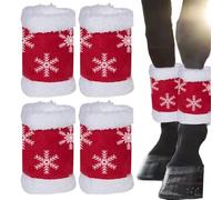 Generisch Bandages, Fleece Heat Protectors, Pack of 4 Bandages with Christmas Snowflake Design, for Training, Everyday Riding, Winter Protection, Sports and Cold Weather