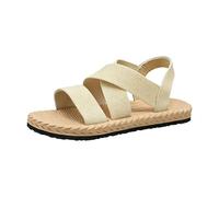 Generisch Barefoot Sandals Women's Summer Comfortable Flat Soft Sole Elastic Crossed Straps Elegant Orthopaedic Breathable Mesh Slingback Open Toe Lightweight Beach Shoes Sports Shoes, Beige 2, 4 UK