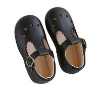 Generisch Barefoot Shoes Baby Solid Soft Sole Hollow Metal Buckle Hiking Shoes Birthday School Snow Boots 24, black, 7 UK Child