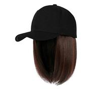 Generisch Baseball Cap with Hair Extensions, Straight, Short Bob Hairstyle, Adjustable, Removable, Wig, Hat for, Ash Blonde, Mix, Bleach Blonde New Cap Men's Red (C, One Size)