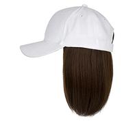 Generisch Baseball Cap with Hair Extensions, Straight, Short Bob Hairstyle, Adjustable, Removable, Wig, Hat for, Ash Blonde, Mix, Bleach Blonde New Cap Men's Red (F, One Size)