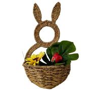Generisch Basket for Easter Bunny Made of Wicker - Spring Decoration as Wall Holder | Hand-Woven Flower Basket Bunny | For Living Room Balcony Front Door Country House Decoration