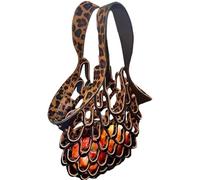 Generisch Beach Bag, Handmade Hobo Bags, Folding Bag, Lightweight with Large Capacity, Breathable, Fashion for Summer, Picnic, Black Cheetah, Siehe Beschreibung