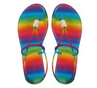 Generisch Beach Sandals for Women, Flip Flops Women's Summer, Elegant Flip Flop, Flat Mules, Open Toe Summer Shoes, Ankle Strap Roman Sandals with Pearls, Soft Footbed, Toe Sandals, red, 10 UK