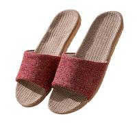 Generisch Beach Sandals Men's Lightweight Men's Slippers Summer Linen Look Bath Slippers Non-Slip Slippers Lovers Espadrille Mules Minimalist Slippers Unisex Slippers, red, 8 UK