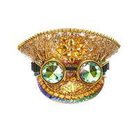 Generisch Beard Hat, Fireman Day Hats, Handmade Rhinestones, Single Party Hats, Stage Performances, Big Caps, Carnival Accessories, Women (Gold, M)