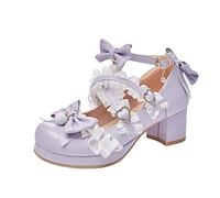 Generisch Beautiful Little Kids Princess Shoes 5cm Low Heel Dress Princess Shoes Medieval Style Party Wedding Prom First Walking Shoes, purple, 2 UK