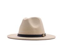 Generisch Belt Hat, Fedora Buckle Floppy Hat Panama Wool Women's Classic Baseball Cap, Men's Black, beige, One Size