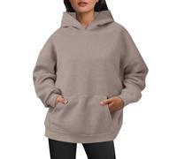 Generisch Best Friend Pullover for Two Oversized Women's Sweatshirts, Pullover, Hoodie, Artificial Short Velvet Jumper, Long Sleeves with Pockets, Winter Outfits, Clothing, Work Jacket, Blue, khaki, L