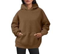 Generisch Best Friend Pullover for Two Oversized Women's Sweatshirts, Pullover, Hoodie, Artificial Short Velvet Jumper, Long Sleeves with Pockets, Winter Outfits, Clothing, Work Jacket, Blue, brown, L