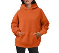 Generisch Best Friend Pullover for Two Oversized Women's Sweatshirts, Pullover, Hoodie, Artificial Short Velvet Jumper, Long Sleeves with Pockets, Winter Outfits, Clothing, Work Jacket, Blue, orange